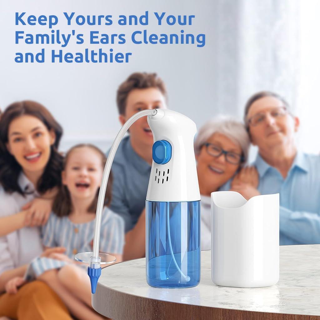 HANNEA HANNEA Manual Ear Irrigator Ear Wax Cleaner Long Pipe Ear Wax Removal Ear Canal Irrigator for Adults & Kids Ear Cleaning Rinser with 10Pcs Single Hole Nozzles, 1 Five Hole Nozzle, 250ml Water Cup