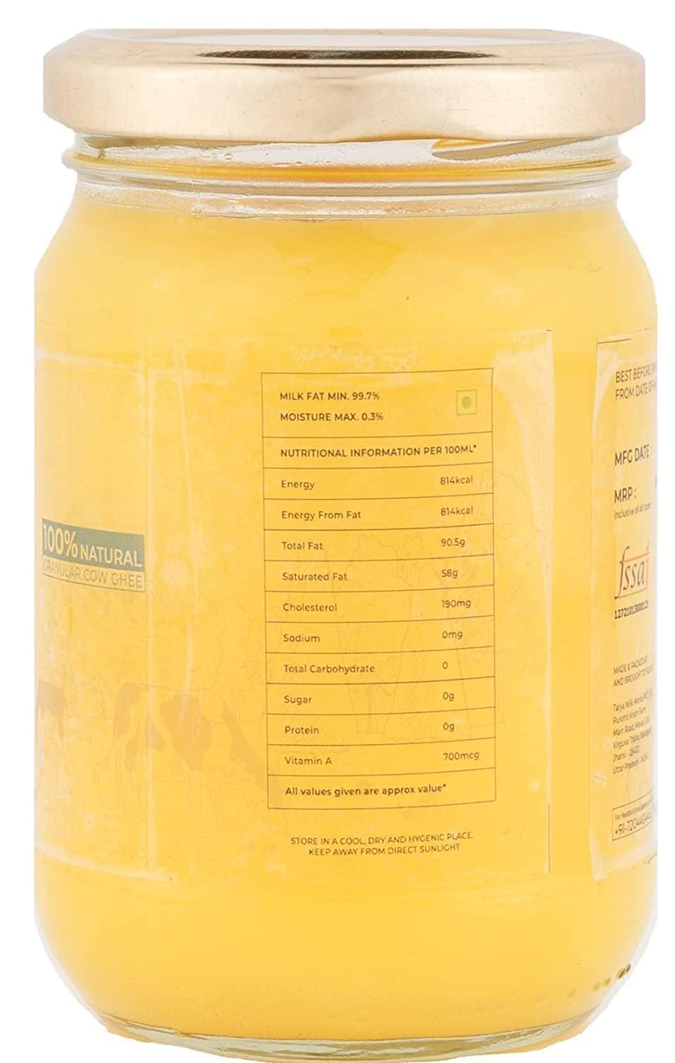 TATYA MILK WORKS Tatya Milk A2 Desi COW Ghee (500 ml, Gir Cow)