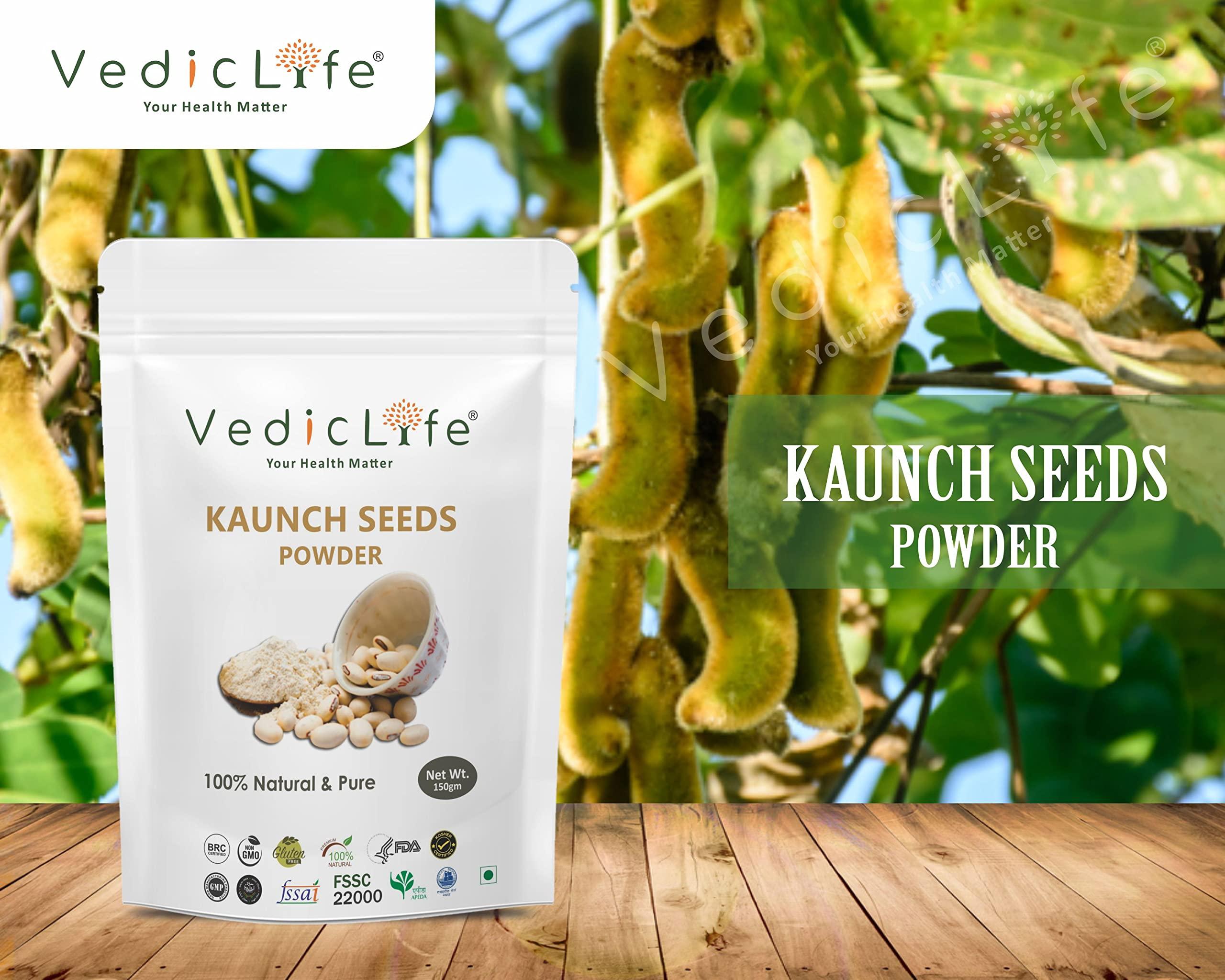 vediclife VEDICLIFE Kaunch Beej Powder, Konch Seed, Alkushi, Kala Koch ke Beej, Kauch, Mucuna Pruriens, Velvet Beans, Kapikachhu, Cowitch, Cowhage 500gm