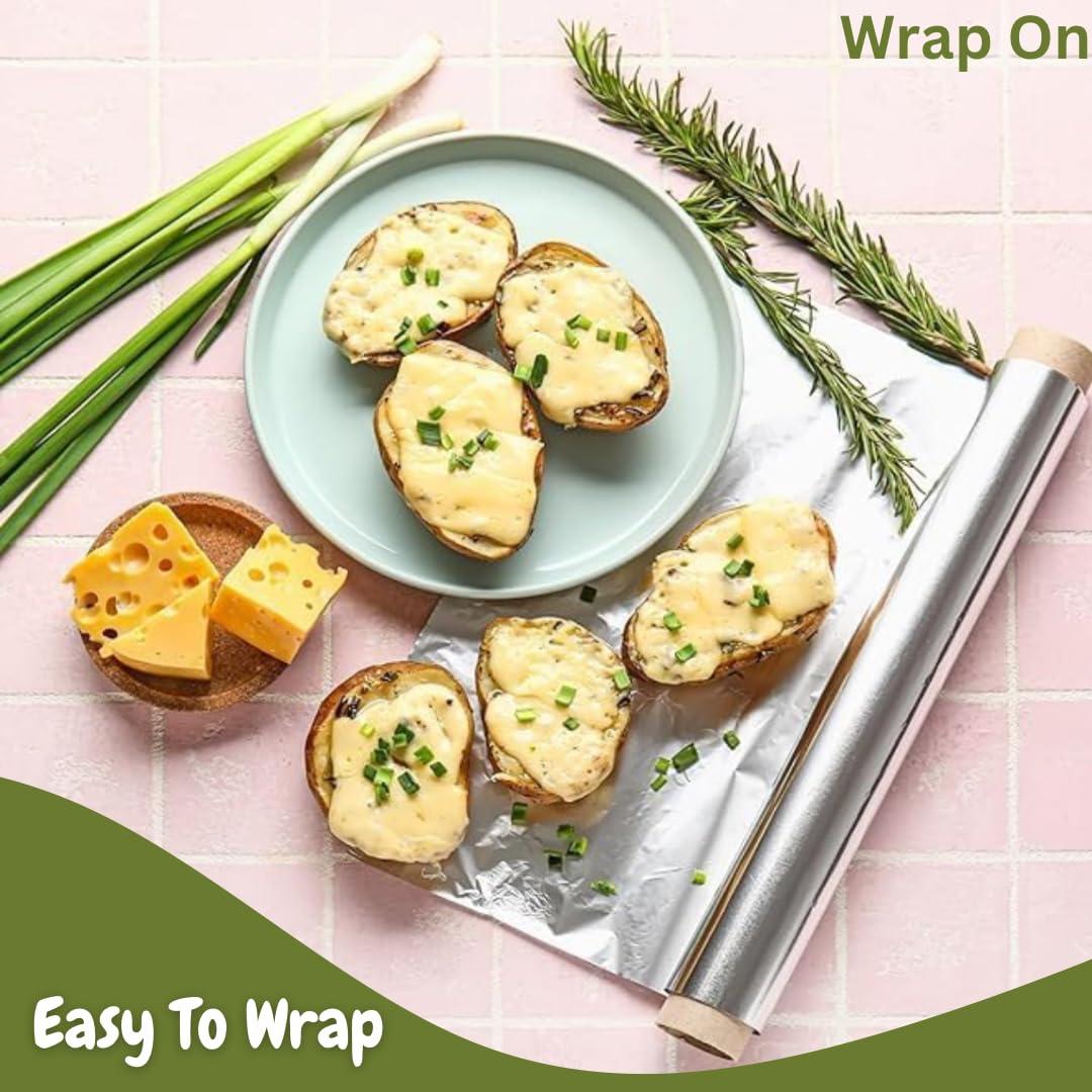 Wrap On Wrap On Aluminium foil 1kg roll Thick 18 Micron for Food Packing | foil Paper for Food wrap | Silver foil for Kitchen roll for roti | Parchment & Wrapping Paper (1kg net Heavy Duty foil)