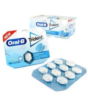 Generic Trident Oral-B Sugar Free Chewing Gum Peppermint Flavour Dental Care For Healthy Teeth Each Strip Contain 10 Pieces Pack Of 2 (Imported)