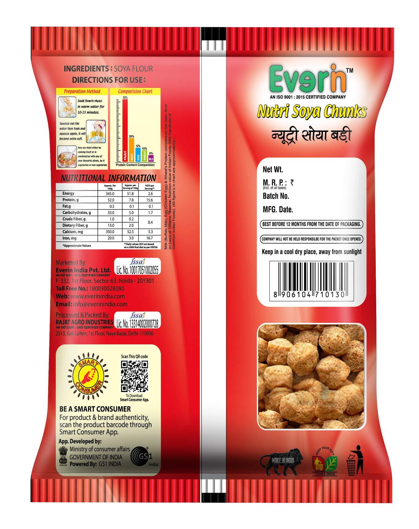 Everin Everin Nutri High Protein and Healthy Gluten Free Soya Chunks Combo Pack of 5 (50g Each)