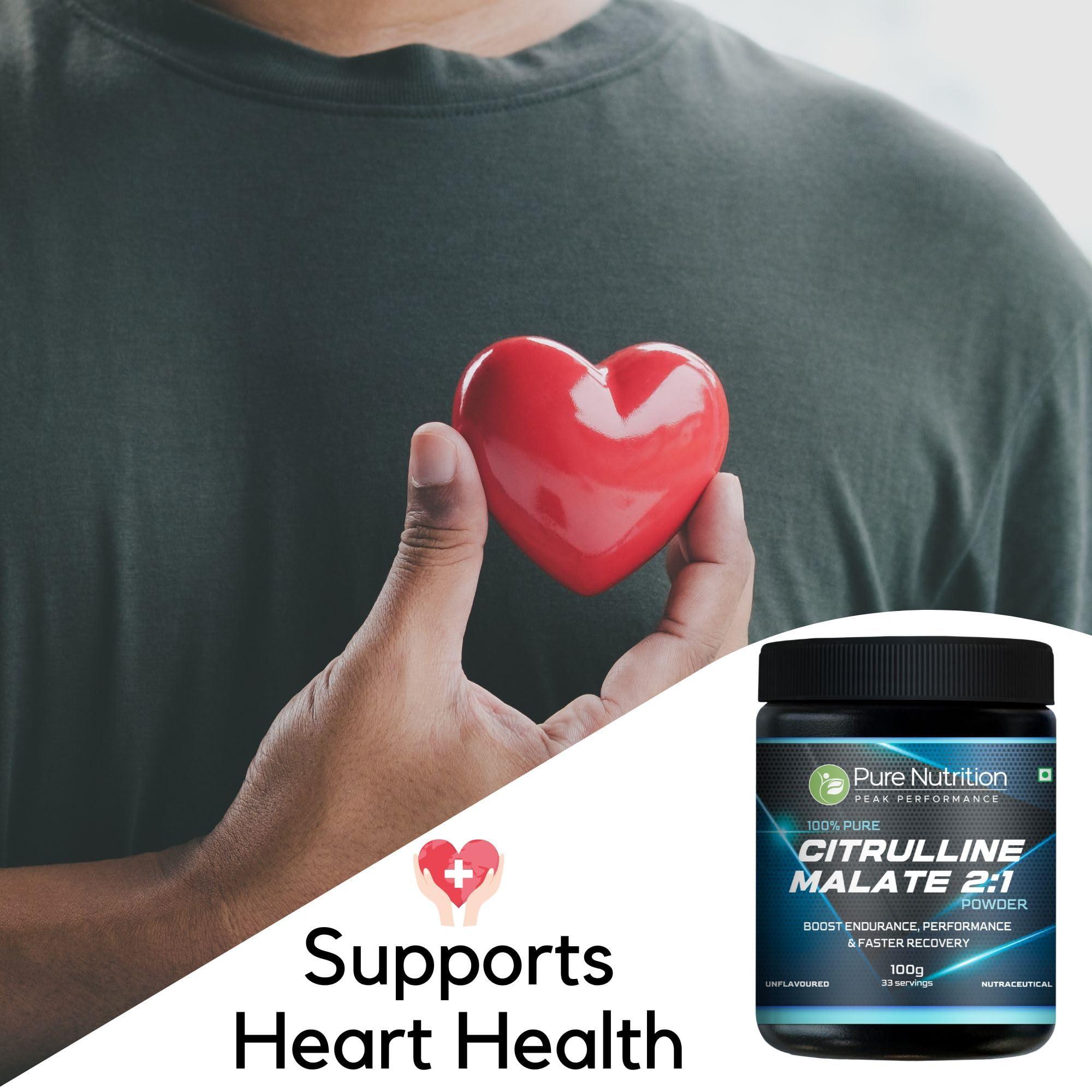 Pure Nutrition Naturals Pure nutrition 100% Pure L Citrulline DL Malate 2:1 Powder (Unflavoured, 100g), 66 servings | Boost Endurance, Improve Performance, Faster Recovery & Reduce Muscle Fatigue.