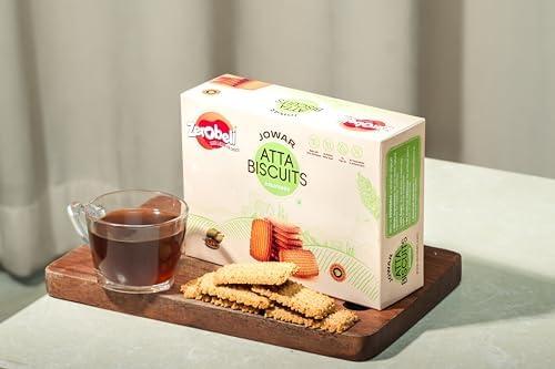 Zerobeli Zerobeli Jowar Atta Biscuits with Elaichi 750g (375g x 2) |Premium Handmade Atta Biscuits| No Refined White Sugar, No Palm Oil, Preservatives or Colors|