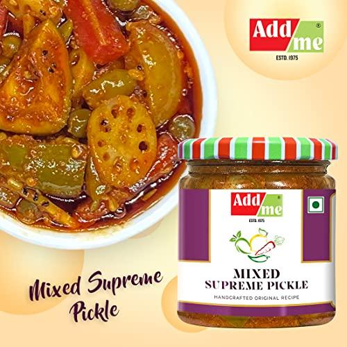 Add me Add me Homemade Rajasthani Mix Achar Mixed Supreme Mango Chilli Lemon Carrot ker Ginger karonda lasoda Fruit Pickle 200gm Glass Jar