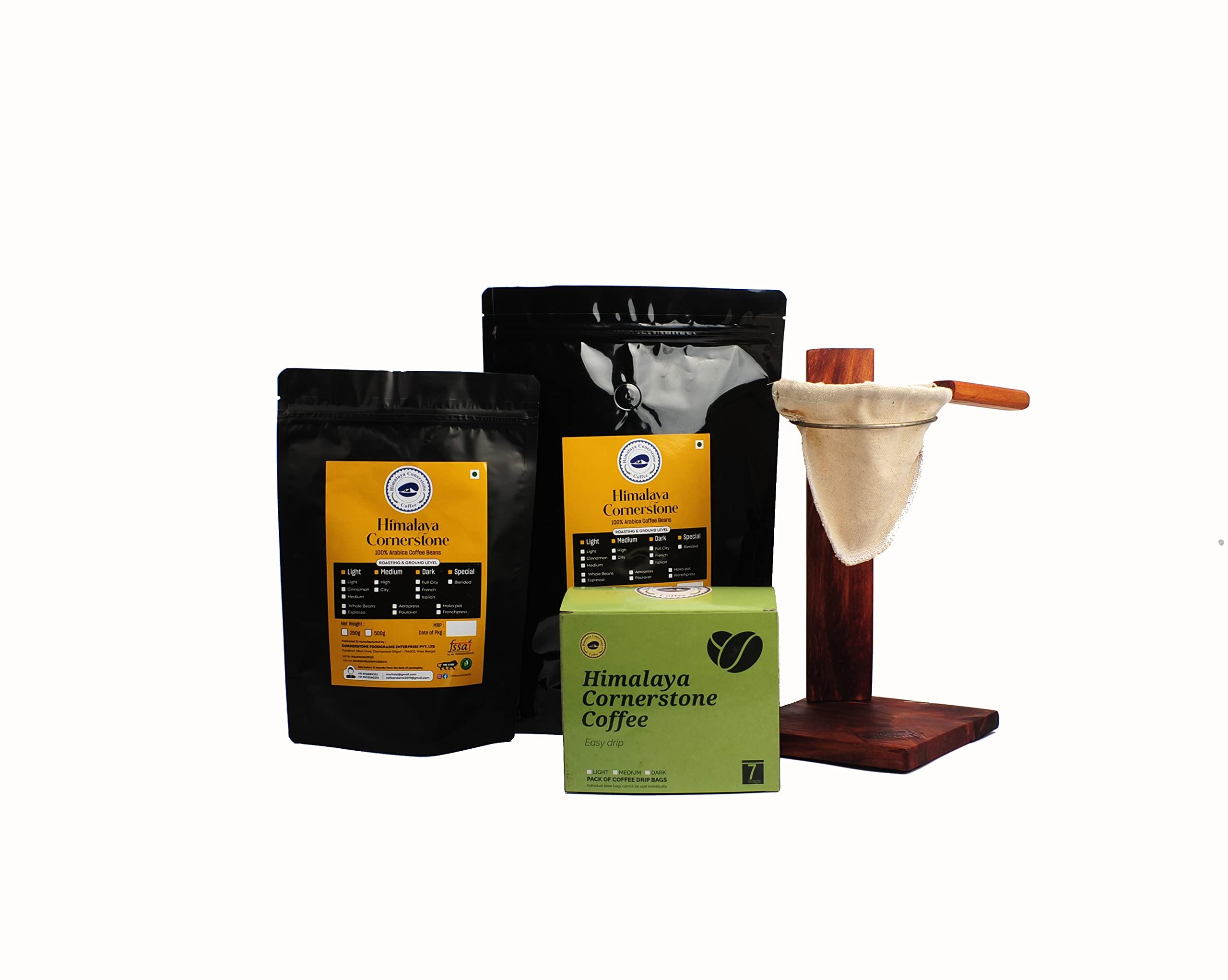 HIMALAYA CORNERSTONE COFFEE Himalaya Cornerstone Coffee - Medium Dark Roast Coffee 100% Arabica Freshly Roasted Ground Coffee (WHOLE BEANS, 500g)