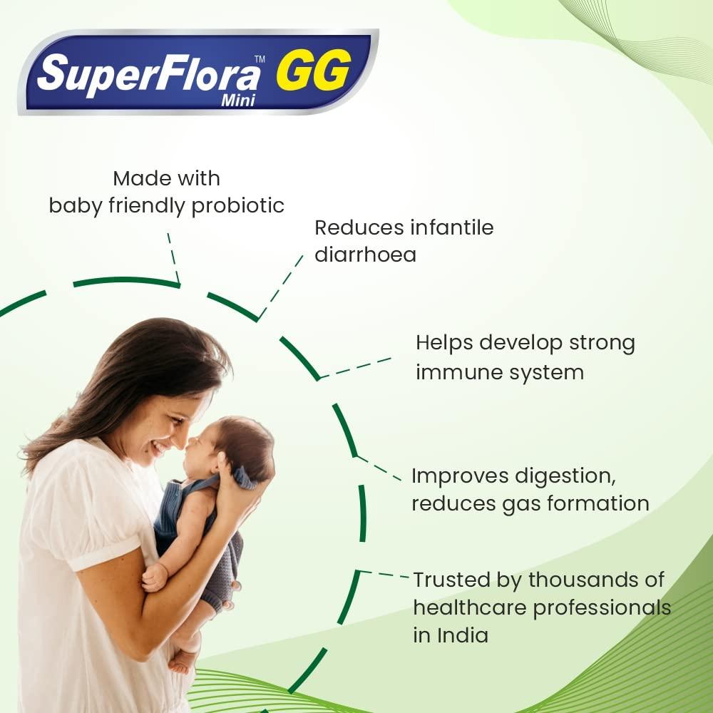 Sundyota Lifecare Sundyota's Superflora GG Probiotic Supplement MINI Drops | Specially designed for baby for diarrhoea in kids and badies | 5x superior efficacy | Flavor-less lactobacillus probiotic | 4ml Mini Pack