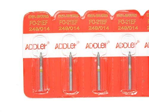 ADDLER ADDLER Dental Bur FO-21EF Air Rotor FG Diamond Multilayered coated Abrasive Autoclavable Head size 014 Pack of 5 Burs