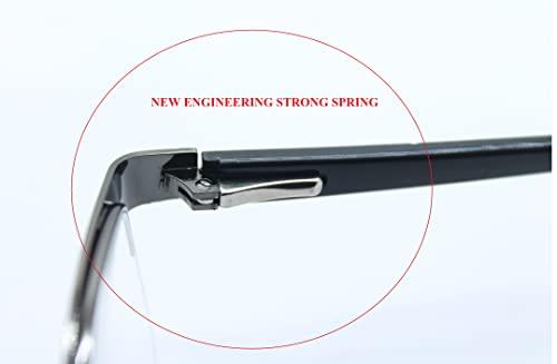 TJT TJT Half Rim Reading Glasses For Men And Women Power +1.00 +1.25 +1.50 +1.75 +2.00 +2.25 +2.50 +2.75 +3.00 Colour (Metallic) (+1.00)