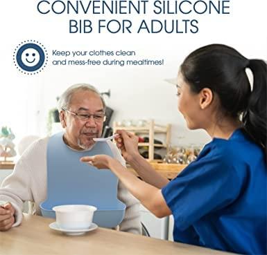 Dhadh Dhadh Adult Bib Waterproof Anti-oil Diving Fabric Bib Elderly Aged Senior Citizen Mealtime Protector Disability Aid Aprons (1)