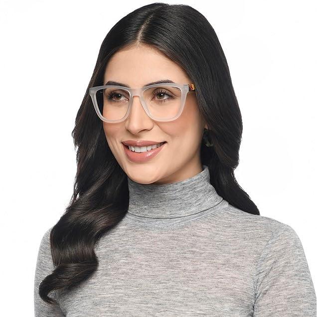 LENSKART BLU LENSKART BLU | Blue Billion Collection | Zero Power Blue Cut Computer Glasses | Anti Glare, Lightweight & Blocks Harmful Rays | UV Protection Specs | Transparent | Men & Women | Large | LB E16412