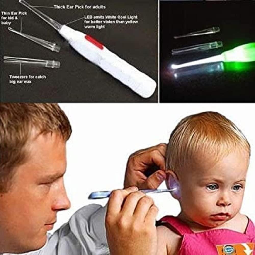 Alokaa Alokaa (PACK OF 5) LED Flashlight Earpick Wax Remover With 2 EarBuds Cleaner Ear Cleaning Led Light Tools For Kids Baby Men And Women Ear Curette Safety with Brush (Multi Color)