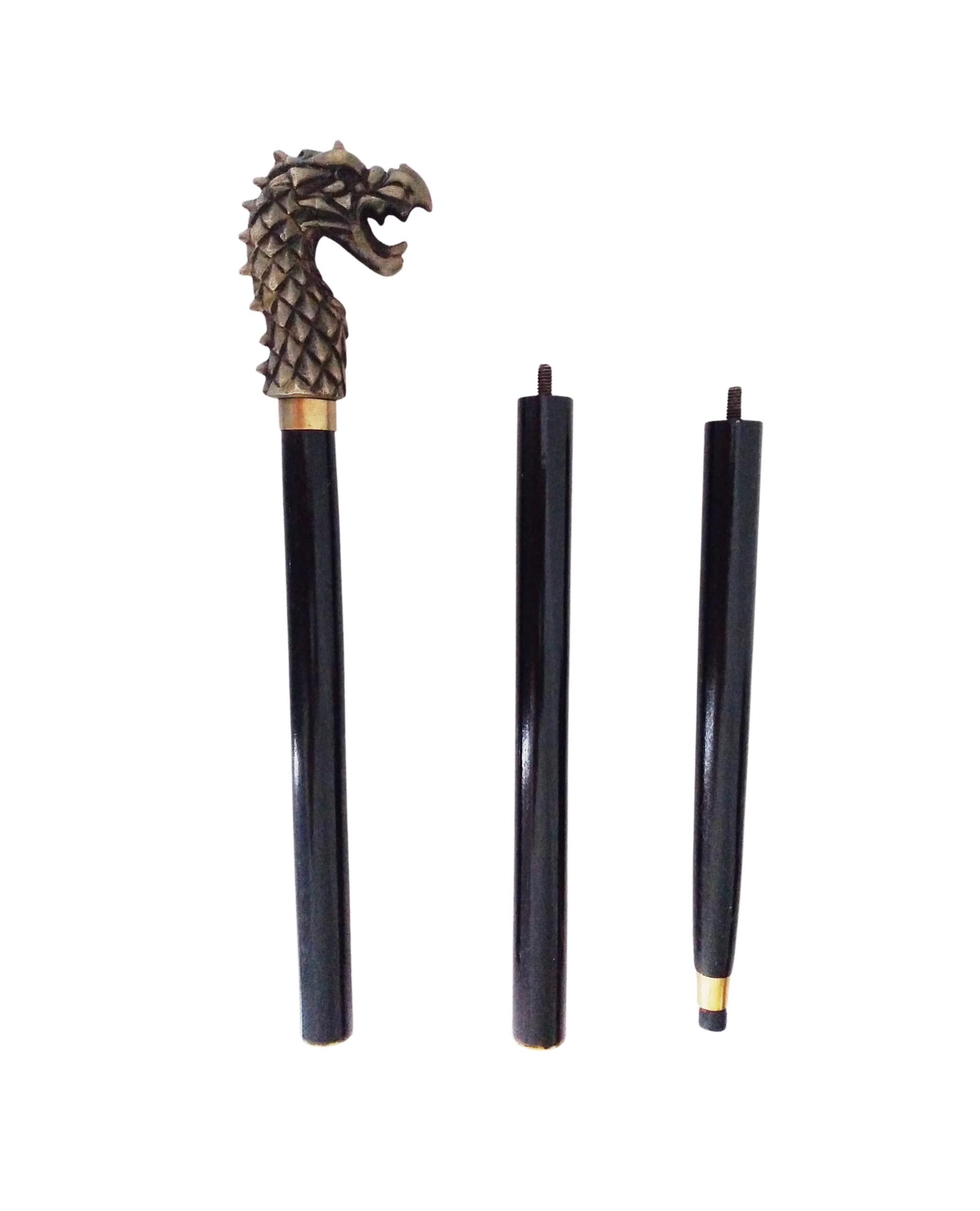 Shoptreed Antique Black Wooden Walking Stick Cane with Dragon Head Handle