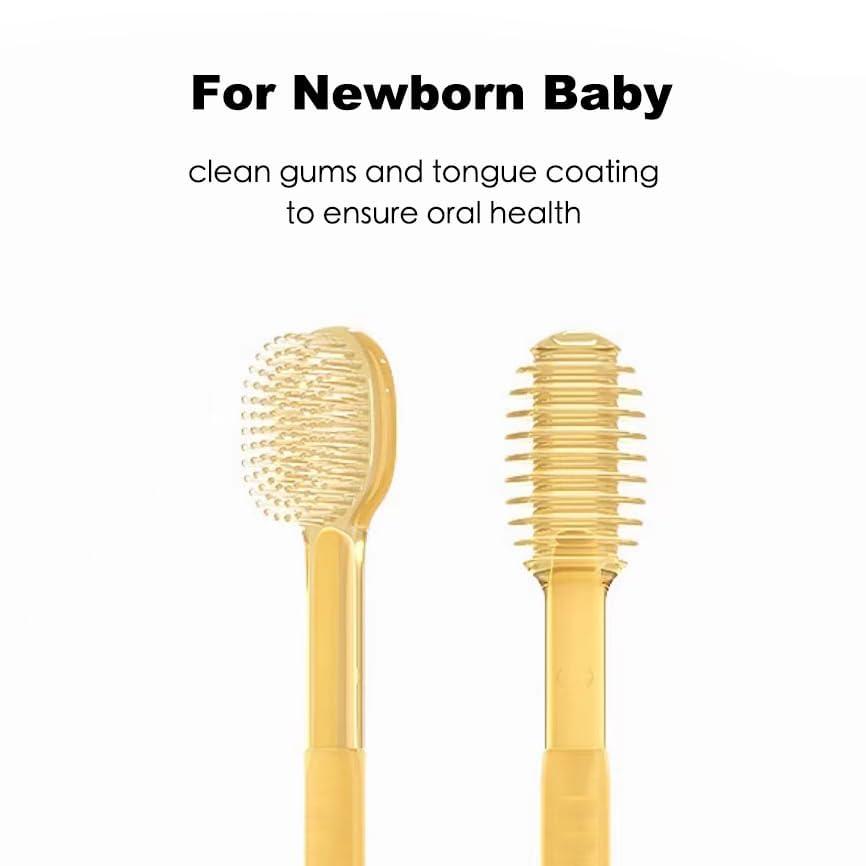 BYKOINE BYKOINE 3 In1 Baby Silicone Toothbrush Set,Baby Toothbrush and Baby Tongue Cleaner for Toddler Oral Care, Soft Silicone Toothbrush (Pack Of 01)