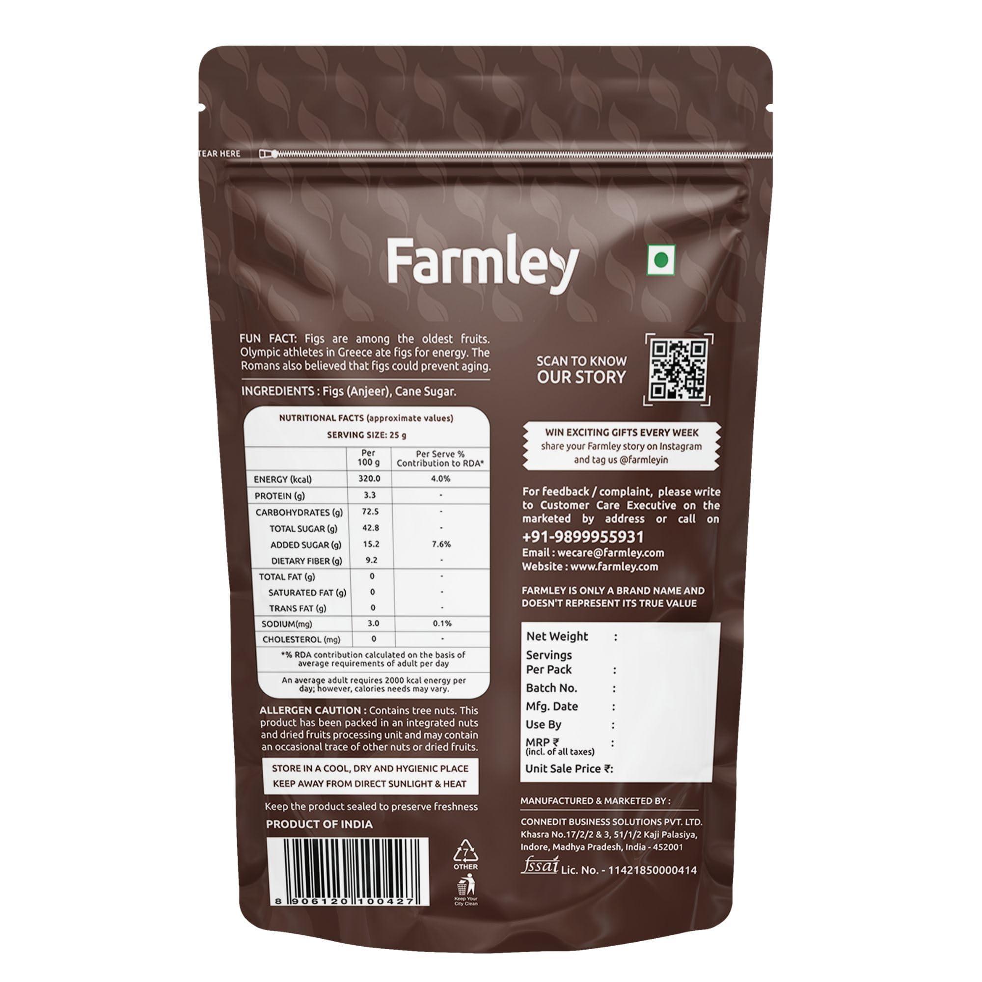 Farmley Farmley Premium Anjeer Dry Fruit | 200g Each | Anjeer, Figs Dry Fruits, Figs, Dried Fig, Dry Figs, Afghani Anjeer, Dry Anjeer, Dried Anjeer, Rich Source of Vitamins Dietary Fiber (Pack of 2)