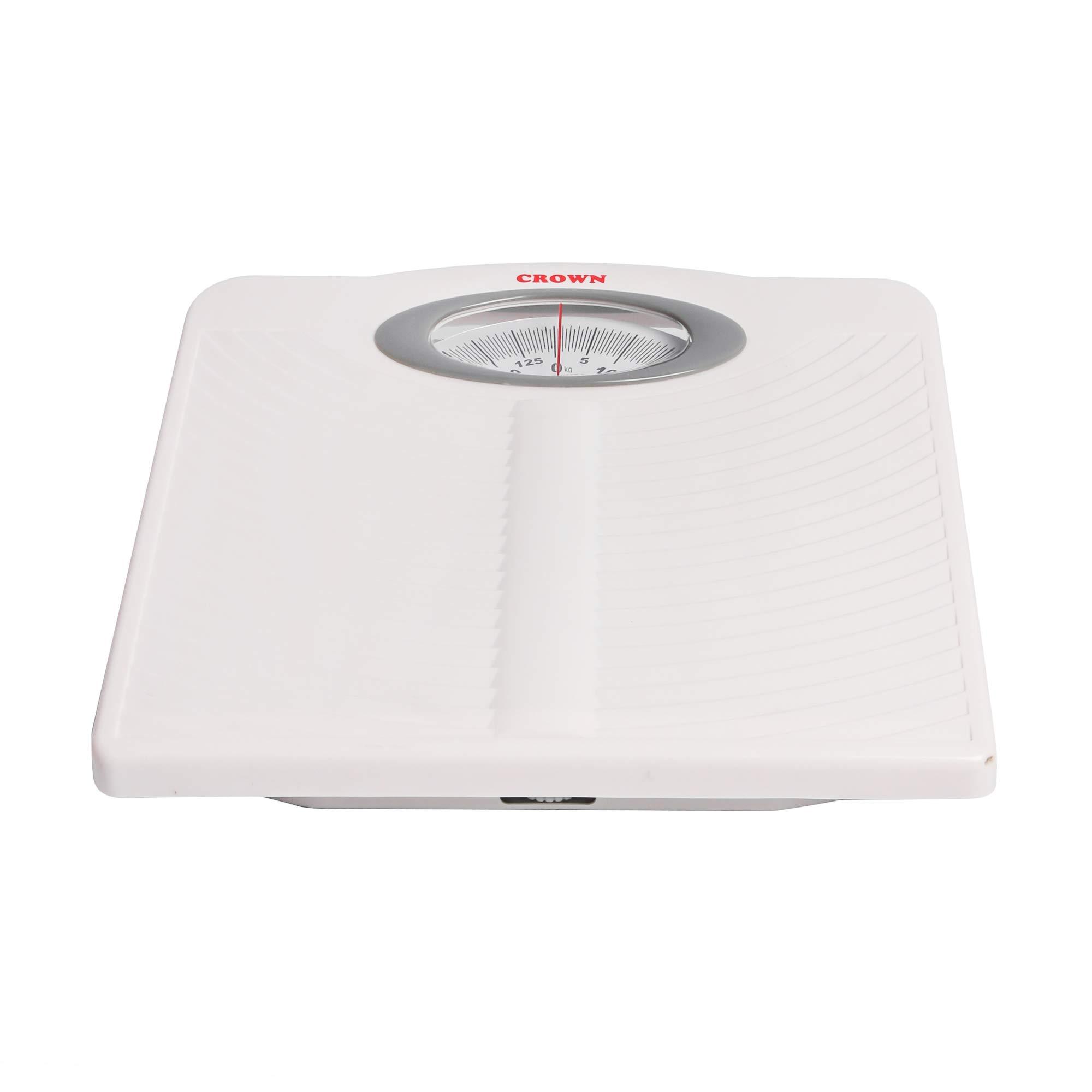 CROWN CROWN Diamond Deluxe Personal Bathroom Weighing Scale For Human Body, Mechanical Manual Analog Weighing Scale upto 130 kgs capacity (White)