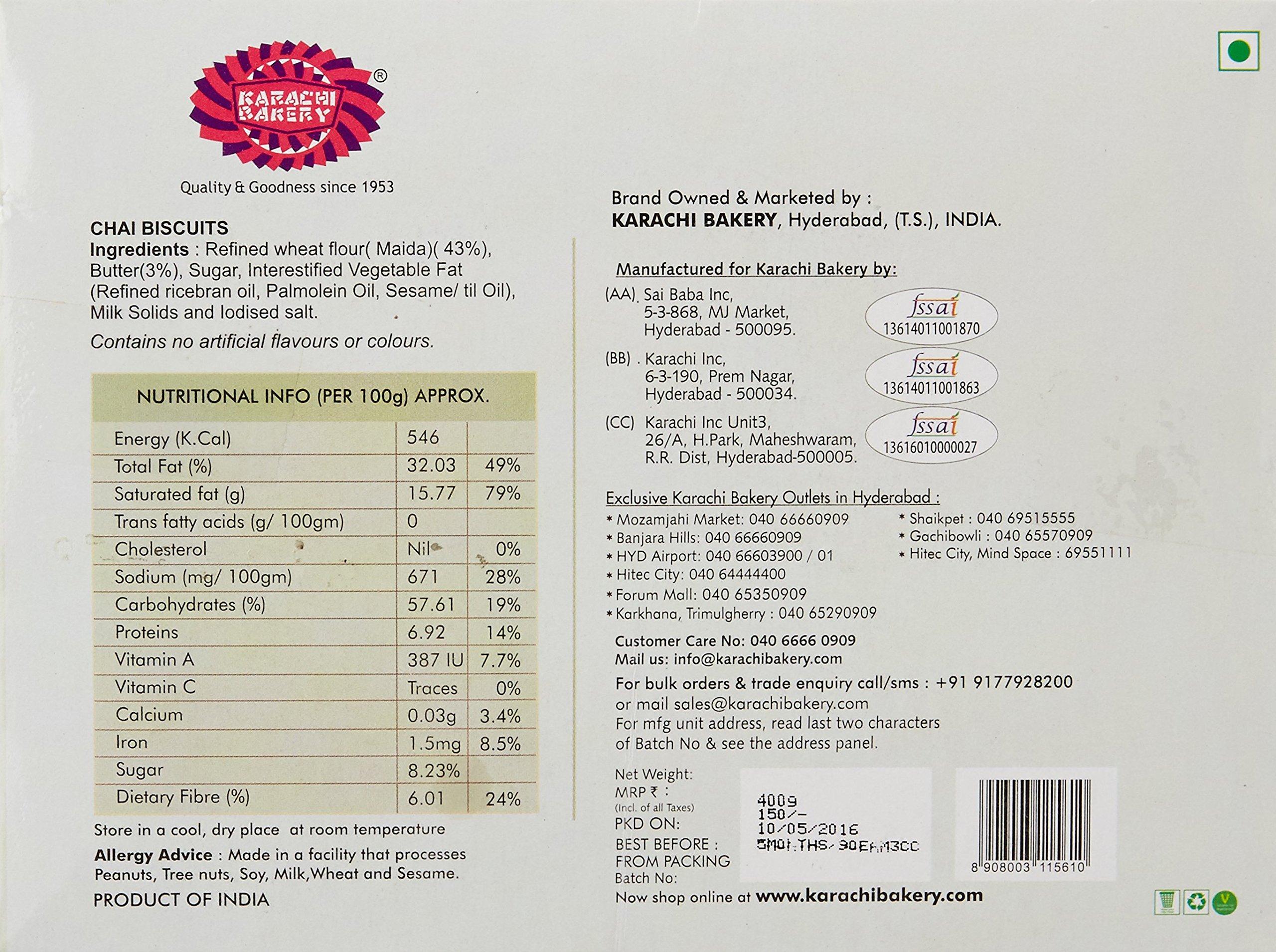 Kari Kari Karachi Fruit Biscuit - Premium, 400g Pack & Karachi Bakery Chai Biscuit, 400g