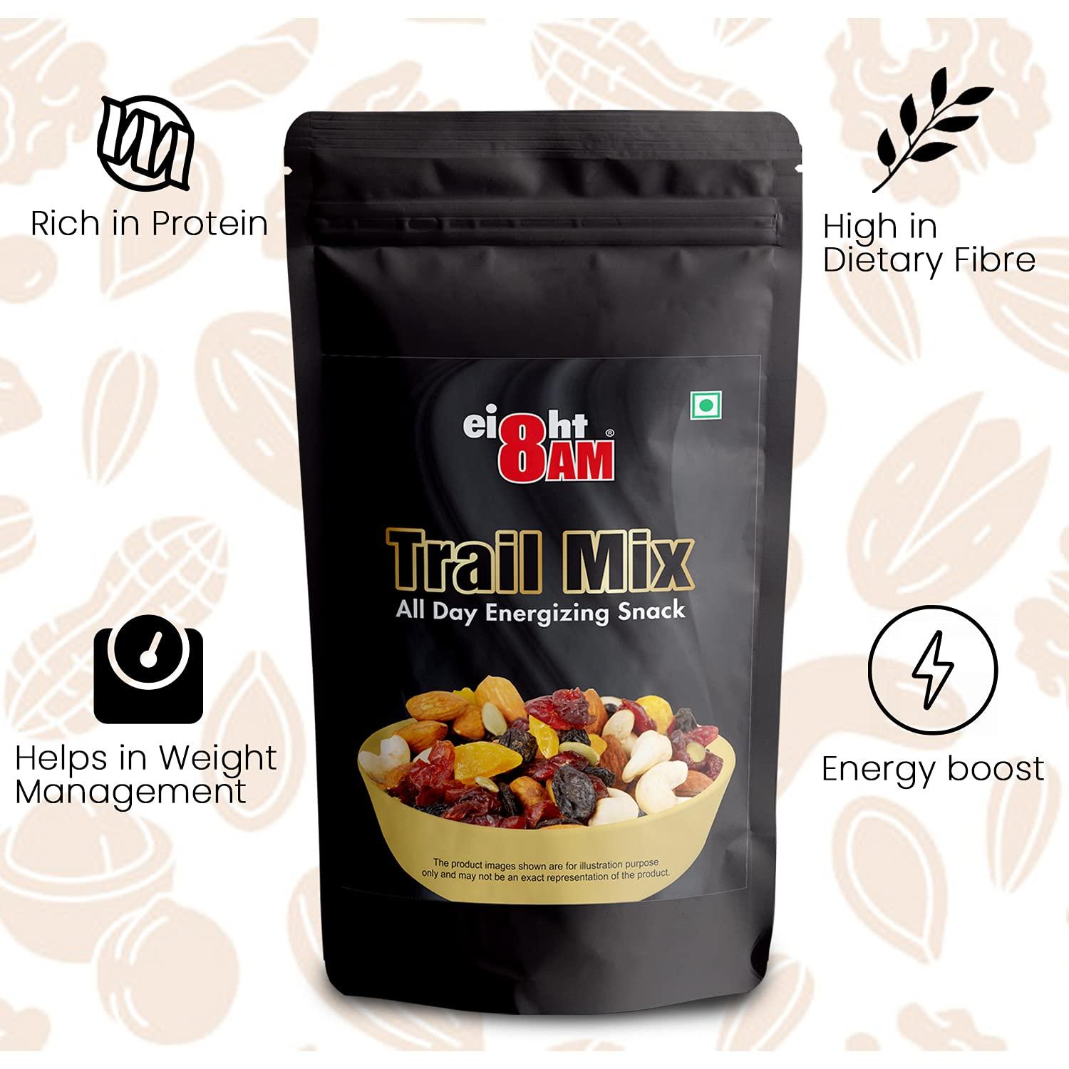 8AM 8AM Trail Mix Dry Fruits & Nuts, 200g(Pack of 2) | Made with Nutritious Ingredient Cranberries, Roasted Cashew, Almonds, Raisin, Pumpkin Seeds | Healthy and Tasty Snack, Rich in Zinc, Potassium, Iron