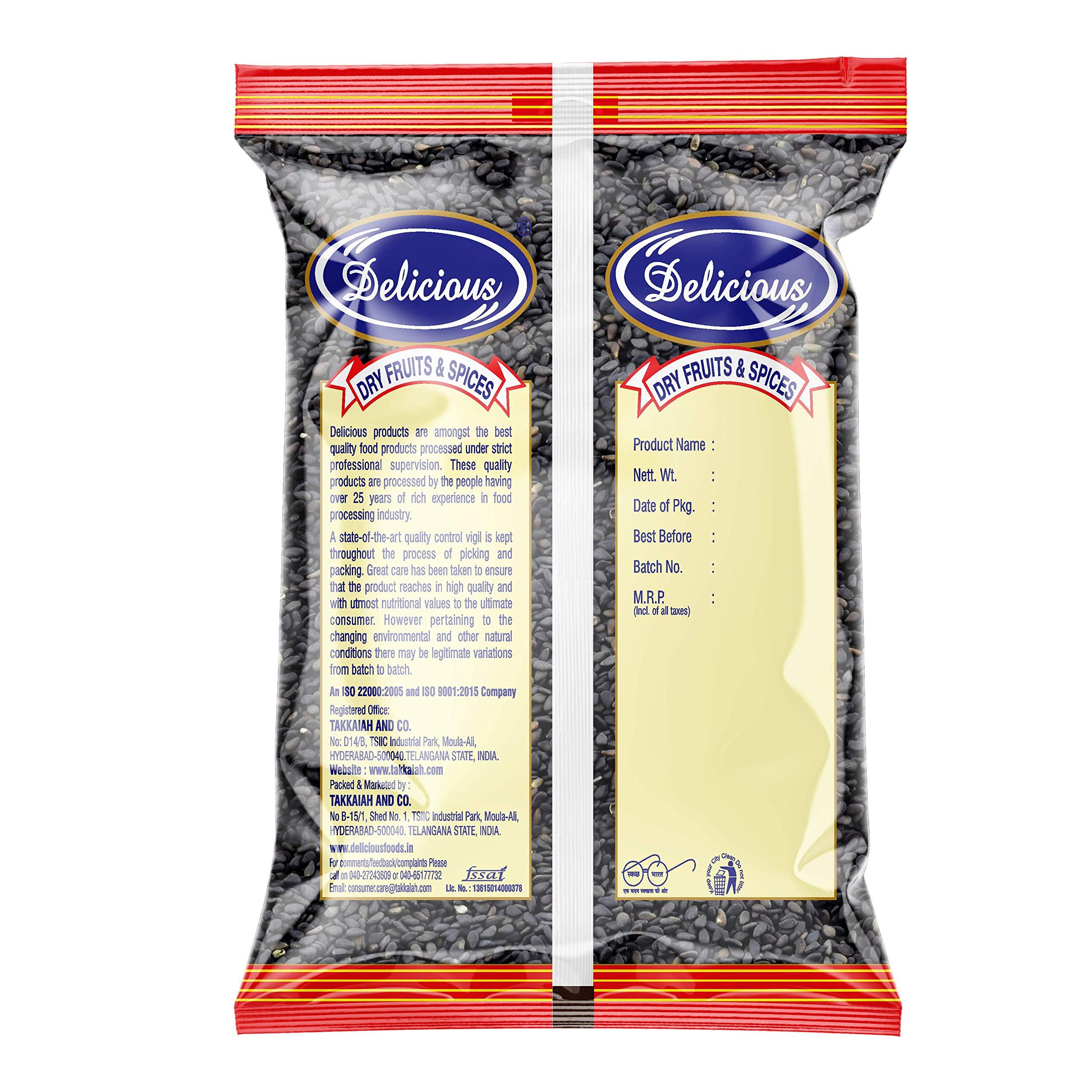 Delicious Delicious Black Sesame Seeds | Black Till ideal for Adding Texture & Flavor to Dishes | 100g, Pack of 4