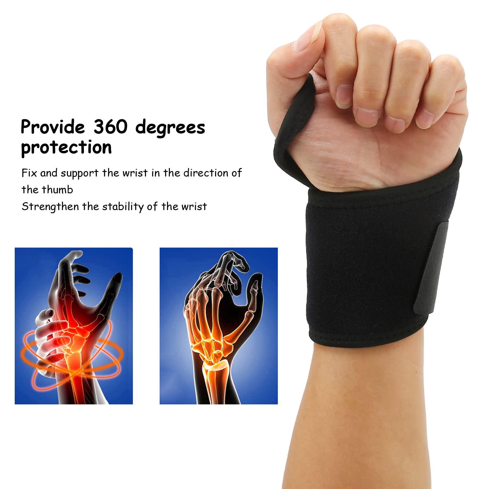 BUJO Heated Wrist Brace Wrap, 3 Temperature Gears Wrist Heating Pad Wrap Improve Tenosynovitis Hot Compress for Daily Use (Black)