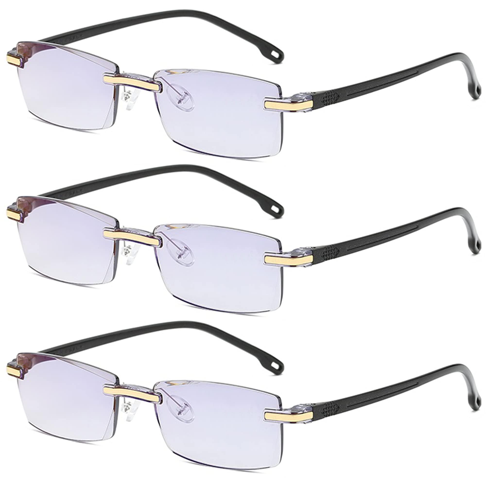 AUGEN AUGEN Blue Block Rimless Reading Glasses Gold Clear Unisex Free Size Power (+3.00, Pack Of 3)