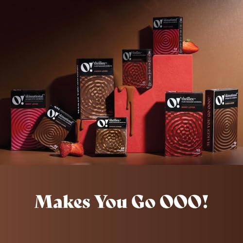 O! O! Thrillex Multi-Textured Flavored Condoms for Men | Dotted, Ribbed & Contoured Condom with Extra Lubrication | Combo of Berry Lover & Choco Lover (Pack of 2 x 3 Count Each Pack)