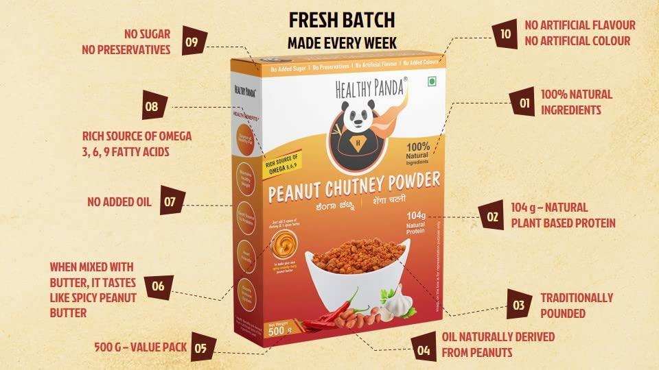 HEALTHY PANDA Healthy Panda Uttar Karnatakas Famous Pounded Peanut Garlic Chutney Powder (1 KG) / Groundnut Chutney Powder/Shenga Chutney/Shenga Lasun Chutney/Shengha chutney Solapur