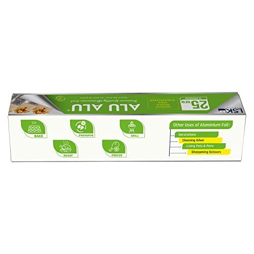 ALUALU ALU ALU 25 New Aluminium Foil, Premium Quality, Keeps Food Fresh Always, Perfect for Food Wrapping, Packing, Storing and Serving (Pack of 1)