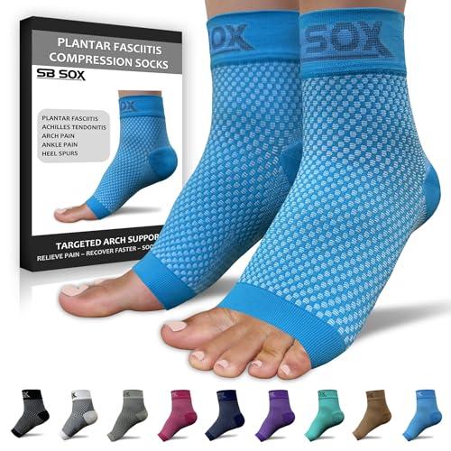 SB SOX SB SOX Compression Foot Sleeves for Men & Women - Best Plantar Fasciitis Socks for Plantar Fasciitis Pain Relief, Heel Pain, and Treatment for Everyday Use with Arch Support (Blue, Medium)