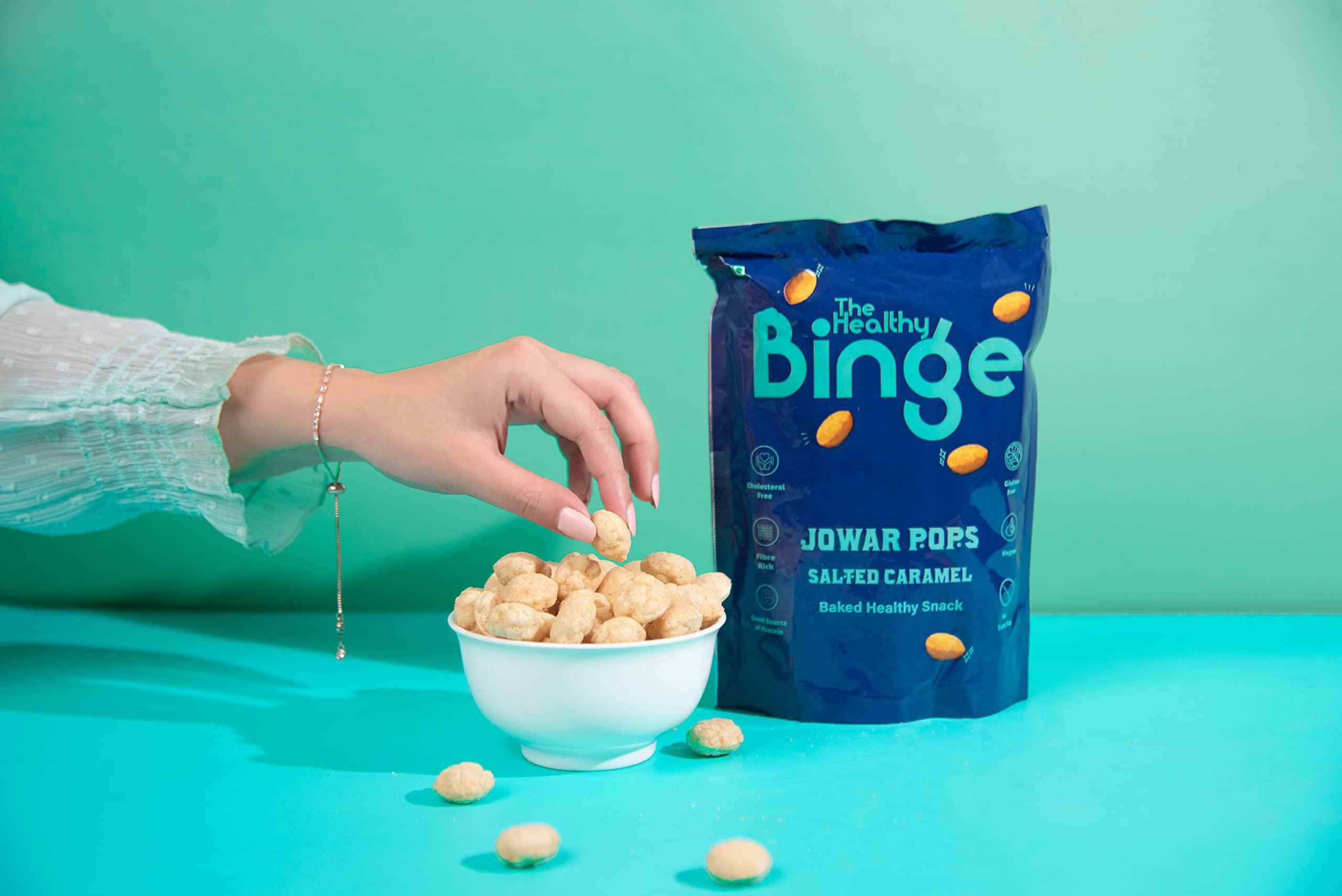 The Healthy Binge Kids-Friendly Combo Pack| Classic Cheese & Salted Caramel Chips| Baked not Fried | As seen on Shark Tank India| Healthy Snacks| 0% cholesterol High Protein & Fiber | No MSG|| Pack of 24