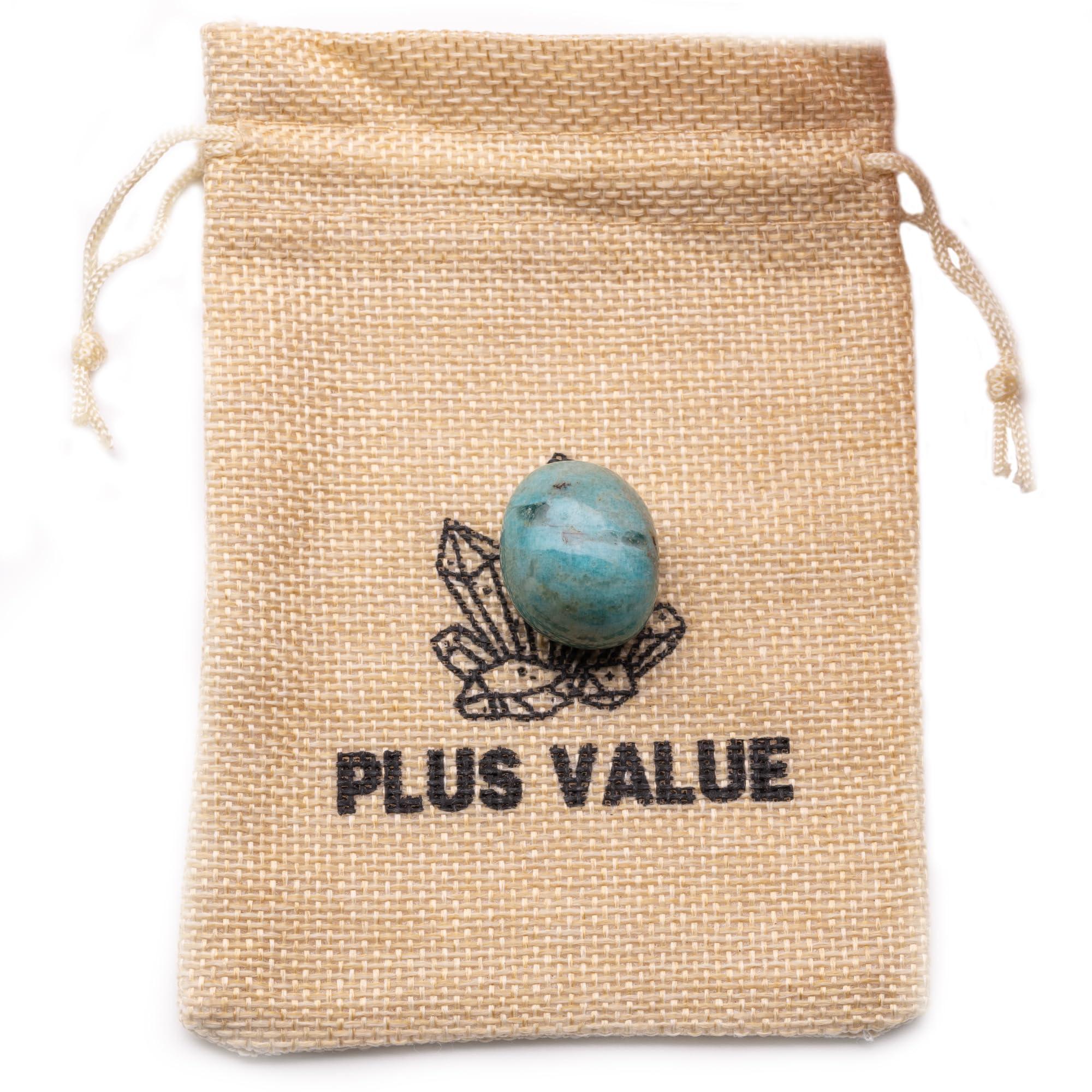 Plus Value Plus Value Premium Amazonite Pocket Stone for Creativity, Recovery & Positivity Reiki Healing Crystal Aura Chakra (1pc, Jute Bag)
