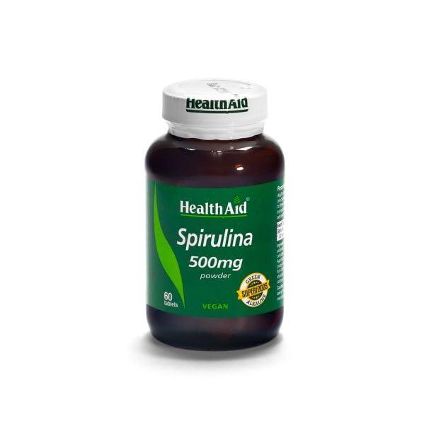 Health Aid HealthAid Spirulina 500mg - 60 Veg. Tablets |Nutritional Supplement for Men and Women | Rich in Proteins, Vitamins, Antioxidants | Supports Immune System, Energy, Detox | Promotes Overall Well-being