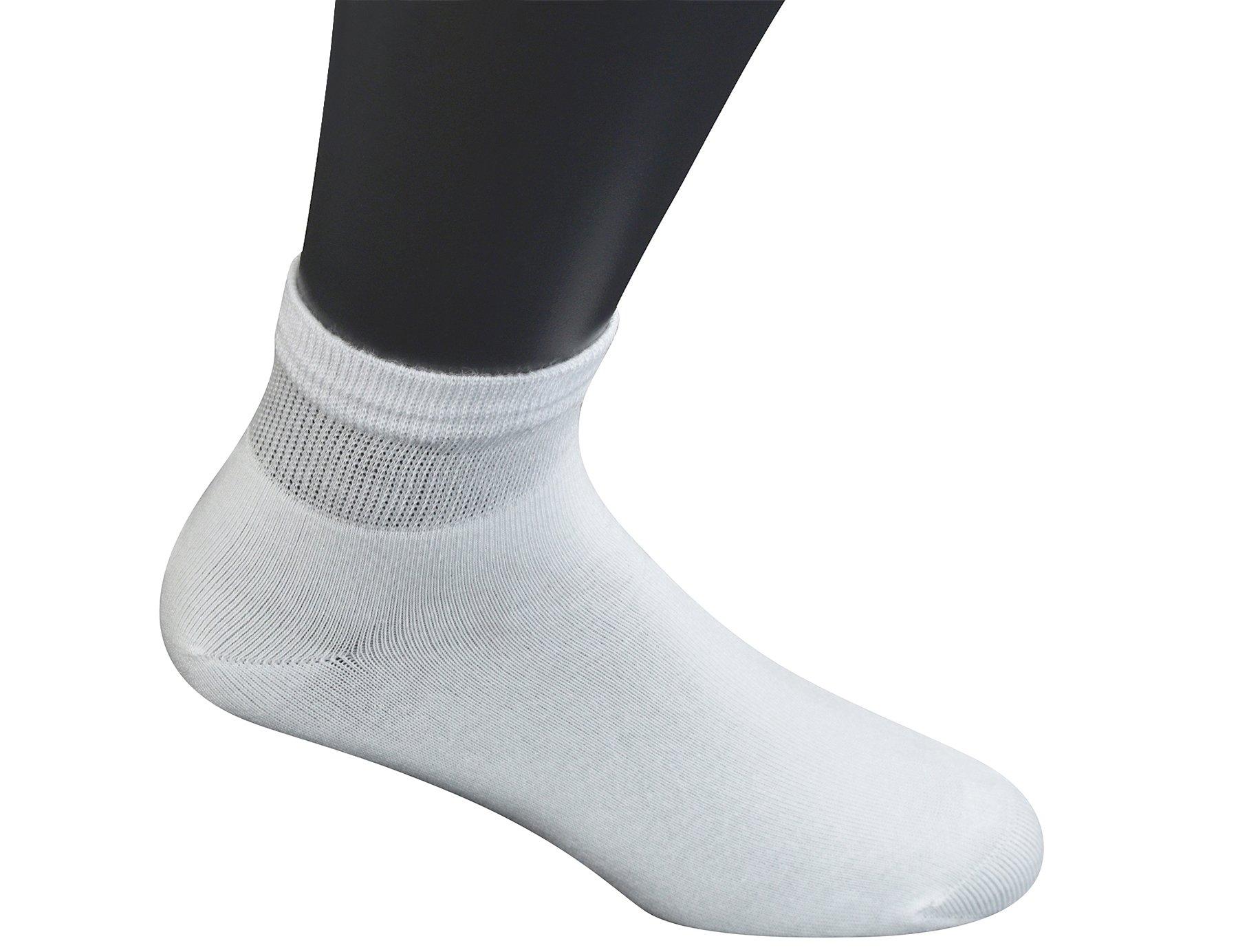 Yomandamor Yomandamor Men\'s 6 Pairs Combed Cotton Diabetic Ankle Socks with Seamless Toe and Non-Binding Top, 6 Pairs White, 10-13