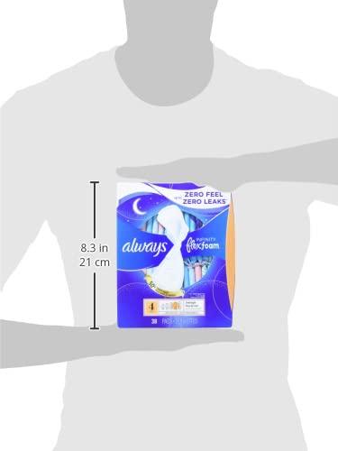 Always Always Infinity Size 4 Overnight Sanitary Pads with Flexi-Wings Wings, Unscented - 38 Count