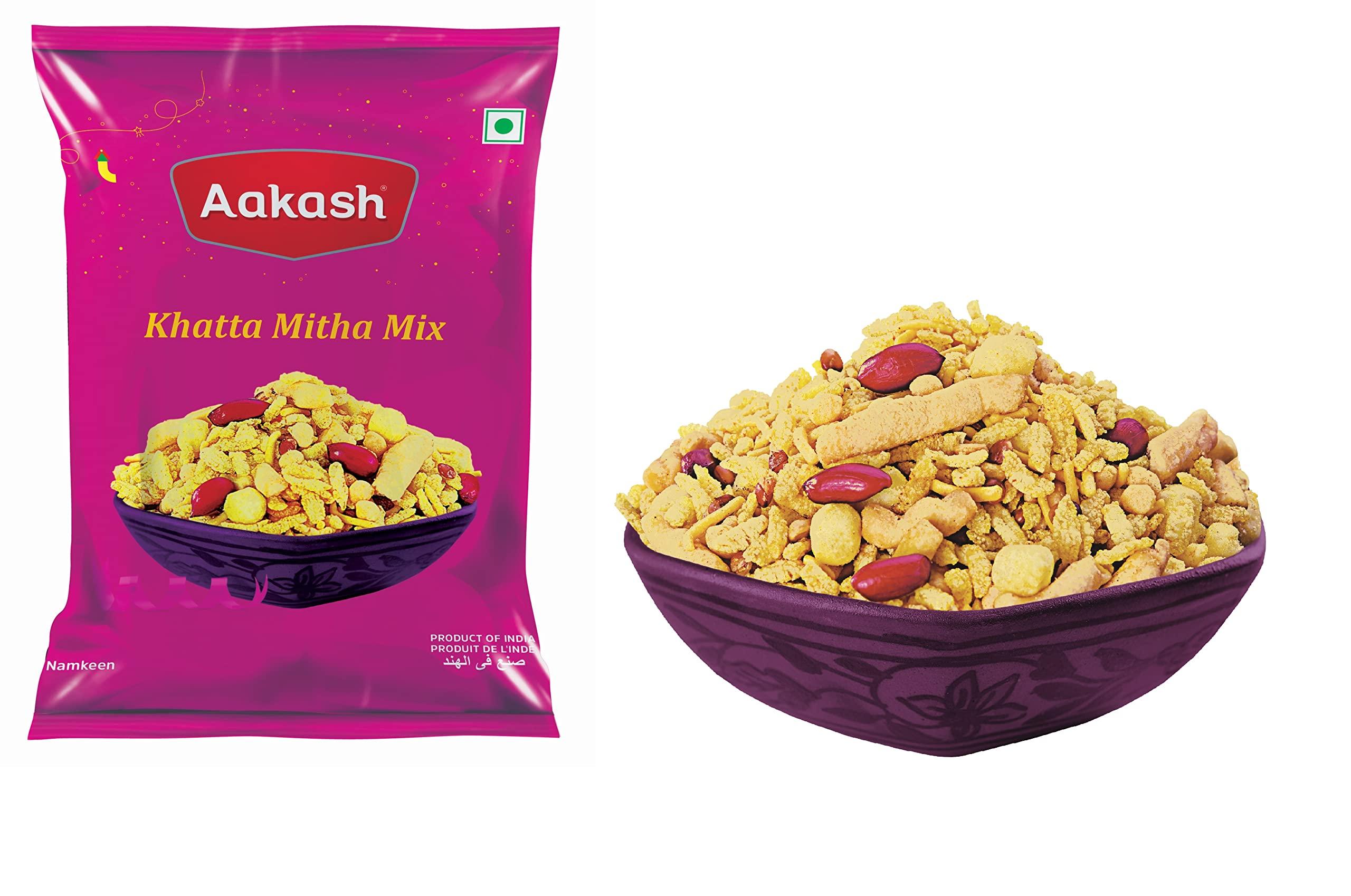 Aakash Namkeen Aakash Special Mixture Combo Pack | Khatta Mitha, Mumbai Mix, Lajawab Mix, Mastana Mix | Mixture Namkeen Tangy Sweet & Sour Crispy Namkeen | (Pack of 4), 150 Gm Each