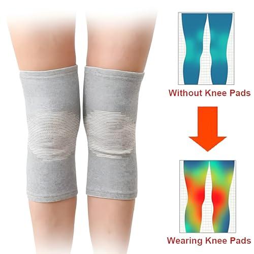 Generic Esenki Orthopedic Pain Relief Bamboo Yarn Knee Support Cap Brace/Sleeves Pair For Sports, Pain Relief, Exercise,Cycling,Knee Cap Guard Brace Knee Support For Men & Women-Medium (Pack Of 1 Pair, Grey)