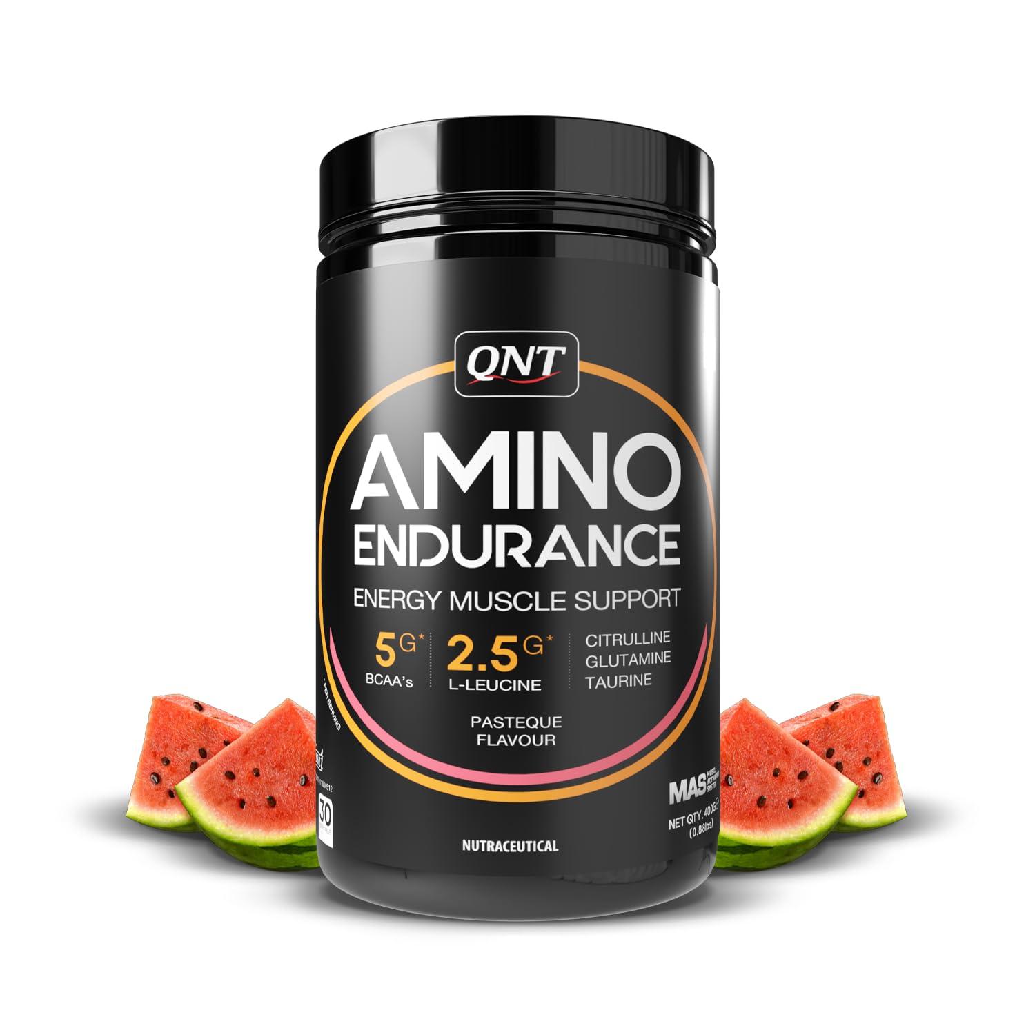 QNT QNT Amino Endurance (BCAA)| 400g | Pasteque flavor | 30 Servings (7g BCAA, 3.5g L-Leucine, Vitamin B6) Supports Muscle Building & Recovery