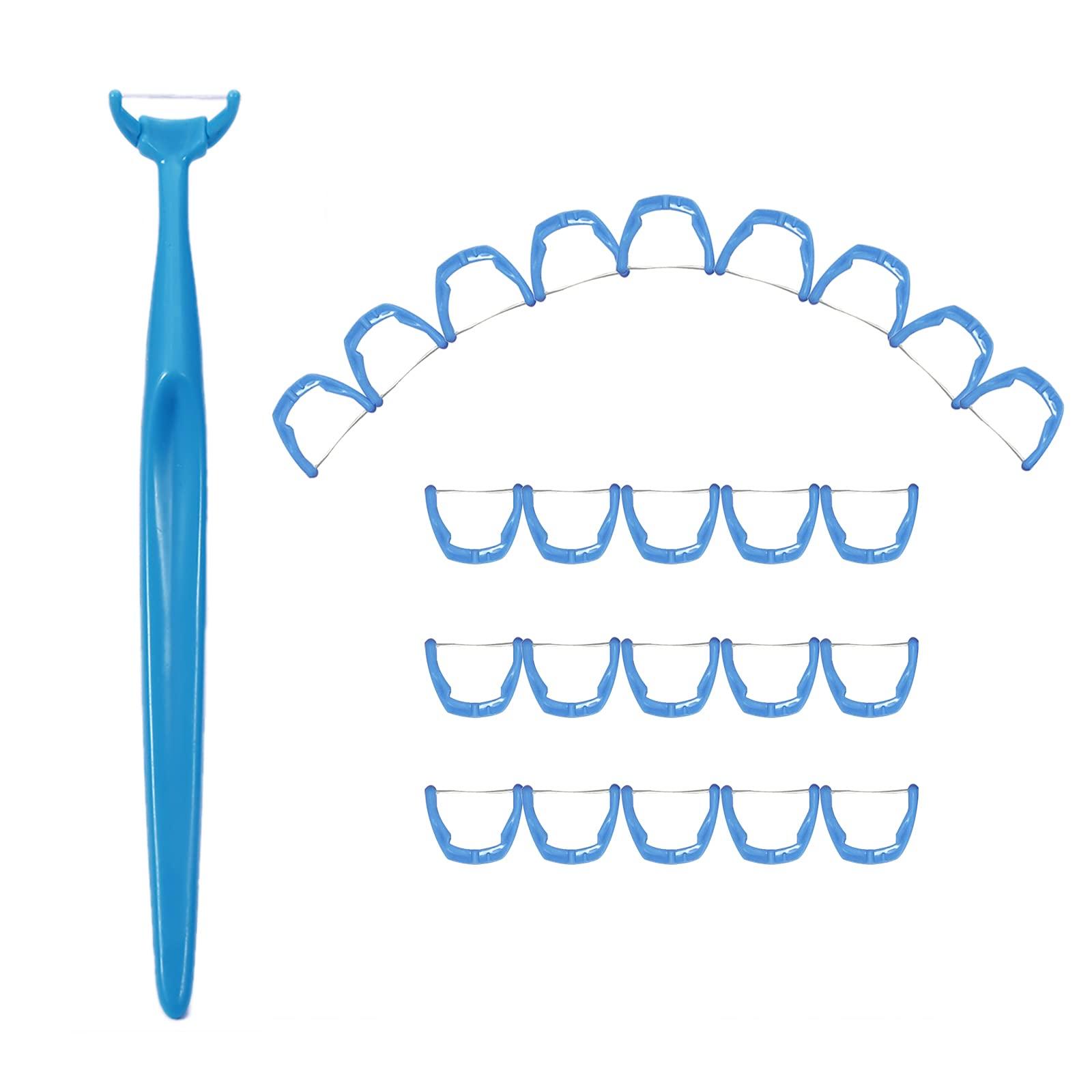songfir 1 Piece Reusable Dental Floss Holder Handle +100 Pieces Replacement Floss Heads Teeth Stick Toothpicks Floss to Clean Between The Tooth
