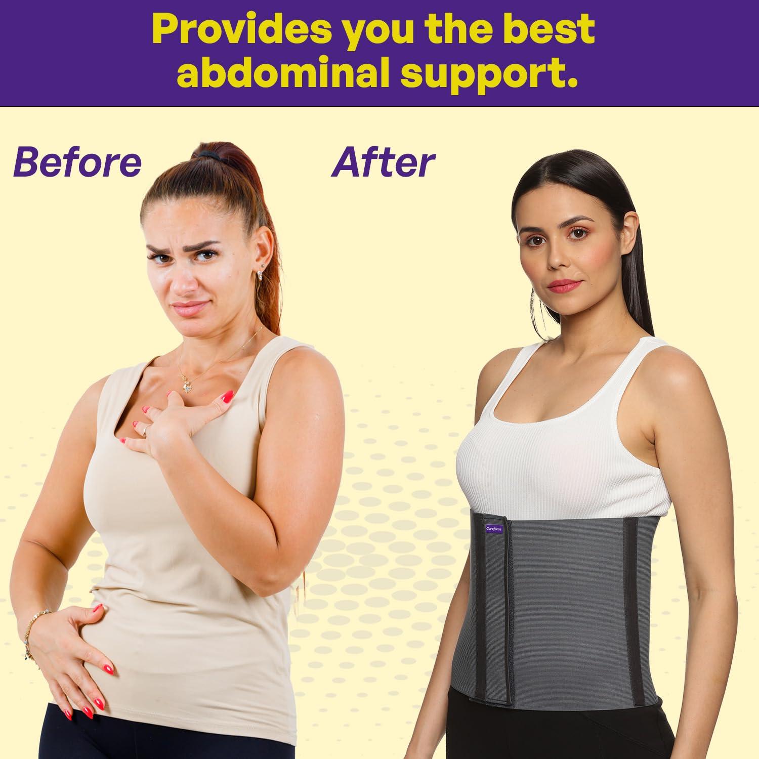 Careforce - The Force Behind Your Health Careforce Abdominal Belt After Delivery Belt for Women Tummy Maternity Belt Postpartum Belt After Delivery C Section Post Pregnancy Belt for Tummy Reduction Belly Fat Belt for Women & Men -Grey -S