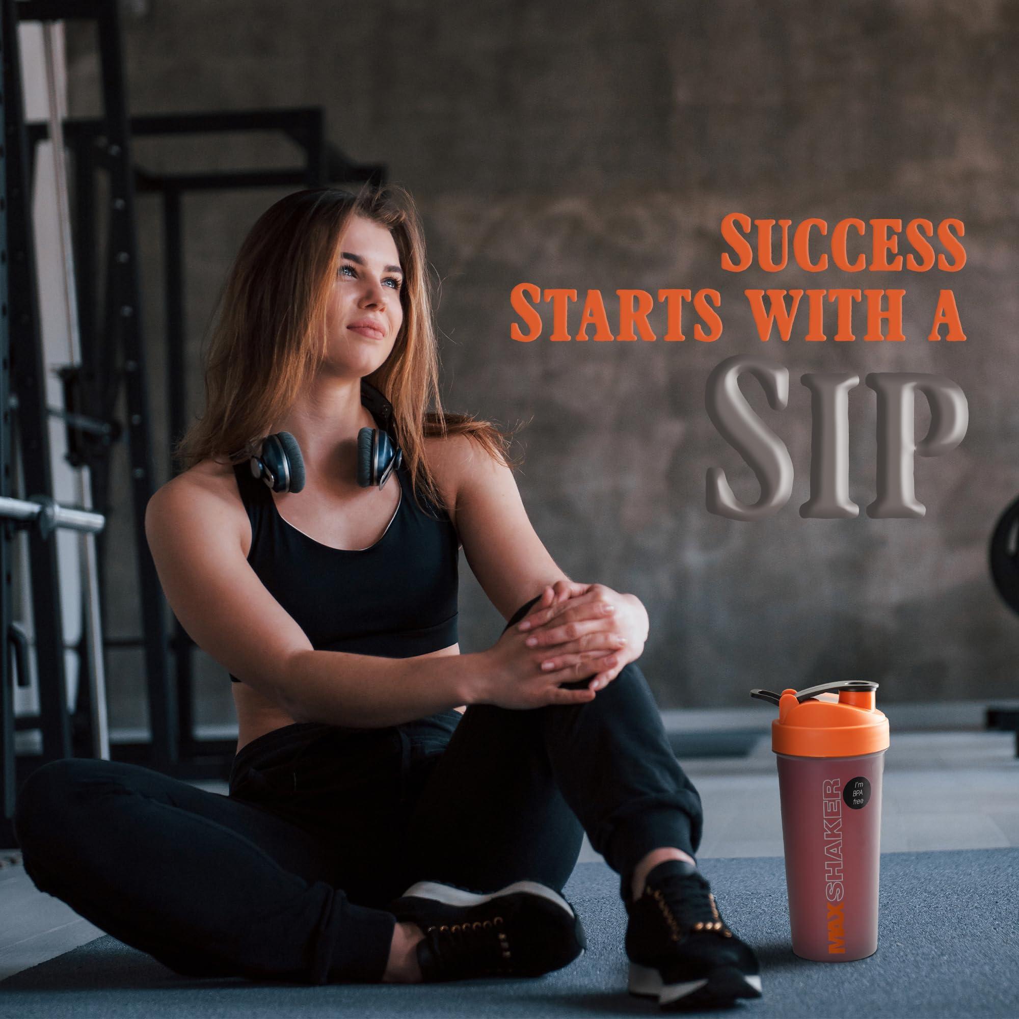 Jaypee Plus Jaypee Plus Max Shaker with blending ball |Protein Shaker for Gym |Gym Bottle |Shaker bottles | Travel shaker 700 ml, Grey Orange