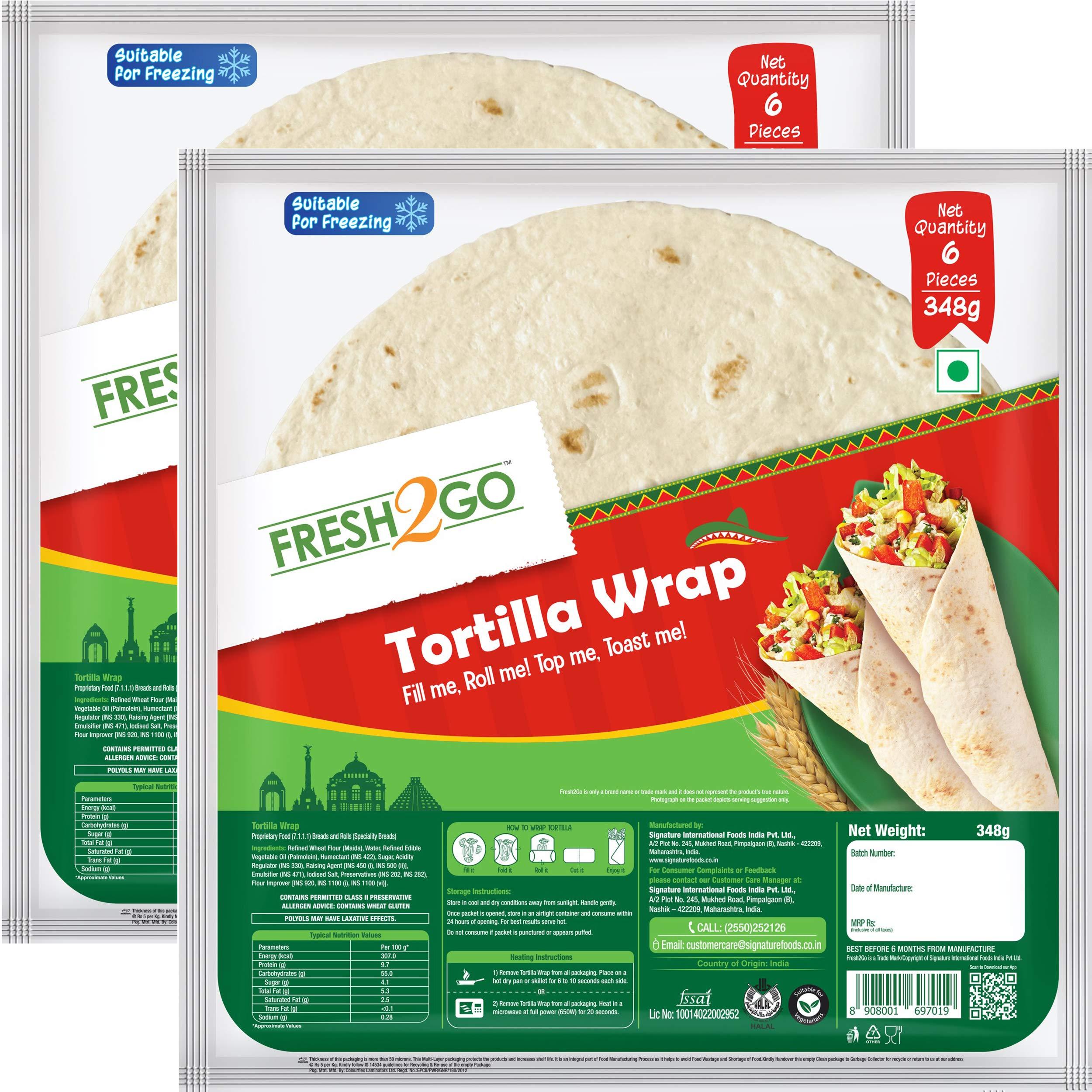 Fresh2Go Fresh2Go, Tortilla Wrap 6 Pieces348 G 2 Pack, Plain, 696 gram