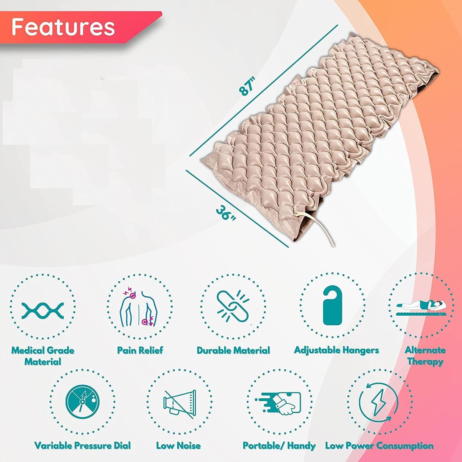 savsons savsons Air Mattress Anti Decubitus Air Pump and Bubble Mattress (Brown) Extra Back Support Quick Air Pump to Adjust Pressure | Airbed for Bedridden Patients, Men & Women-