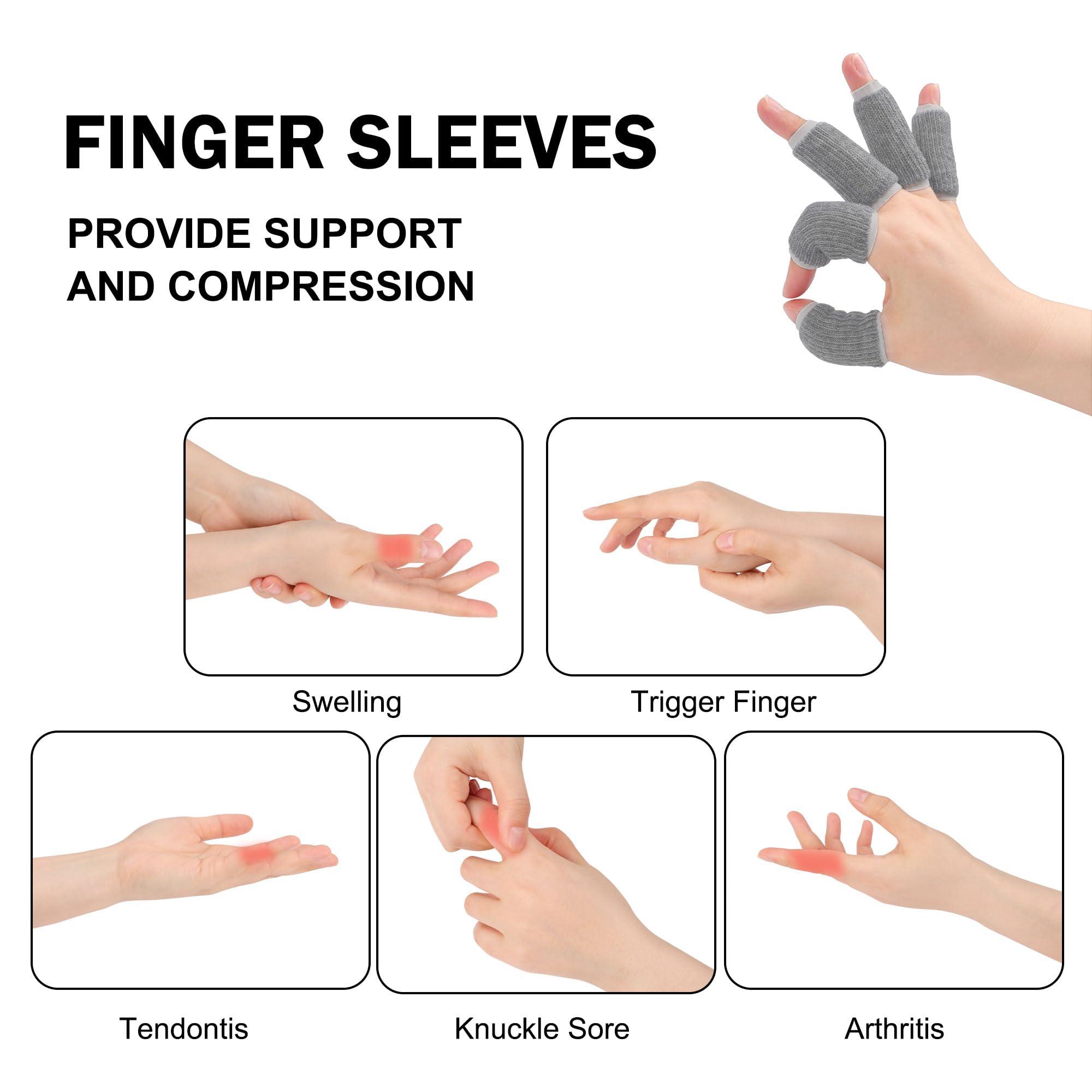 uxcell Generic Volleyball Elastic Breathable Thumb Support Protector Finger Sleeve 10 Pcs Gray