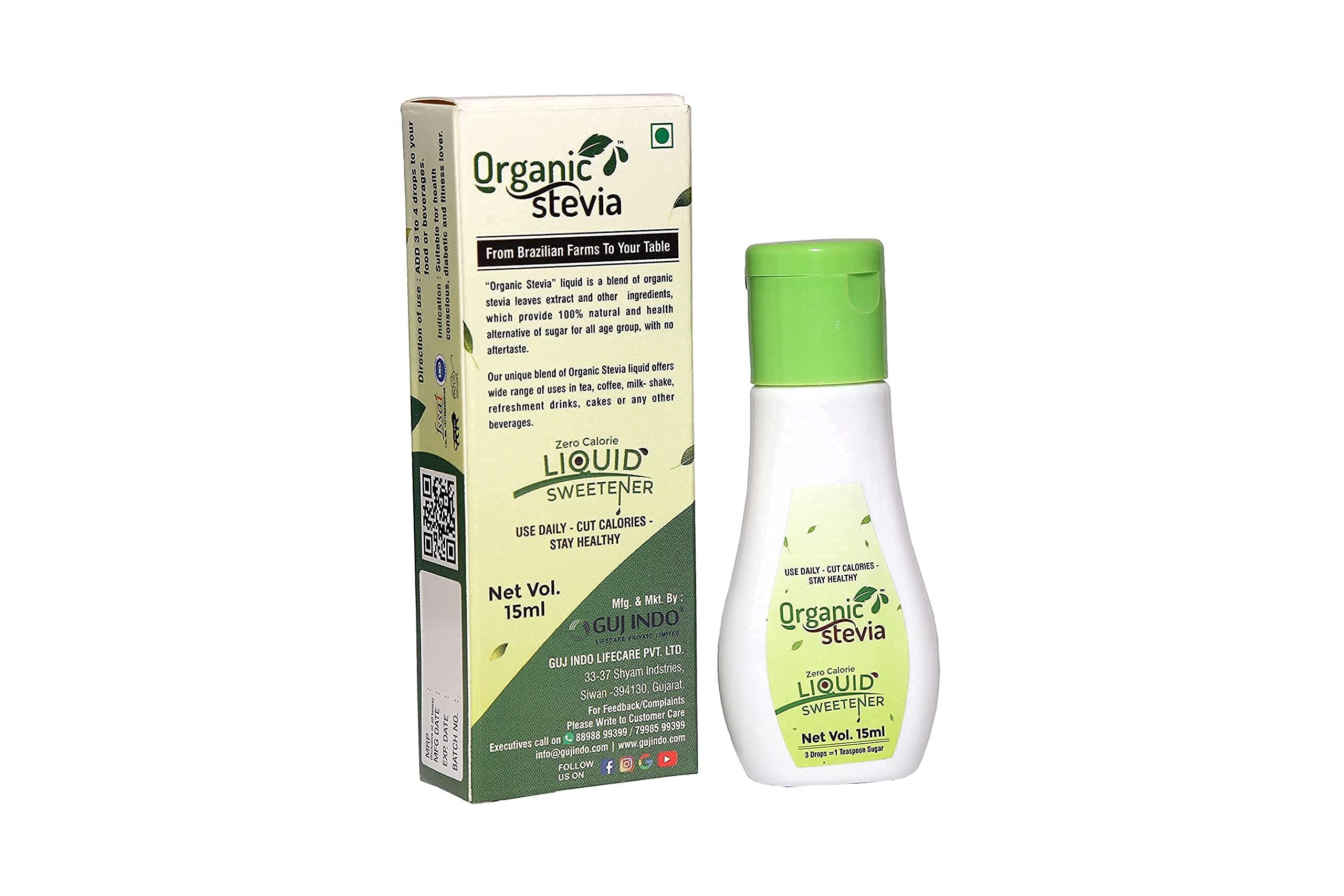 Organic Stevia Organic Stevia Liquid Drops | Stevia Liquid Sugar Free Natural Drops | Natural Sweetener | Best Sugar Free Natural Stevia Drops (15ml)