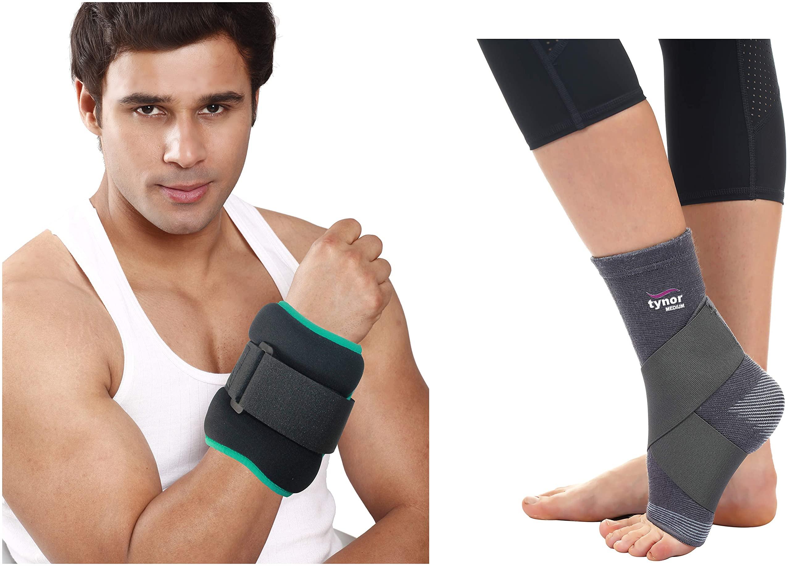 TYNOR tynor Weight Cuff, Grey, 1KG, Universal Size, 1 Unit & tynor Ankle Binder, Grey, Large, 1 Unit