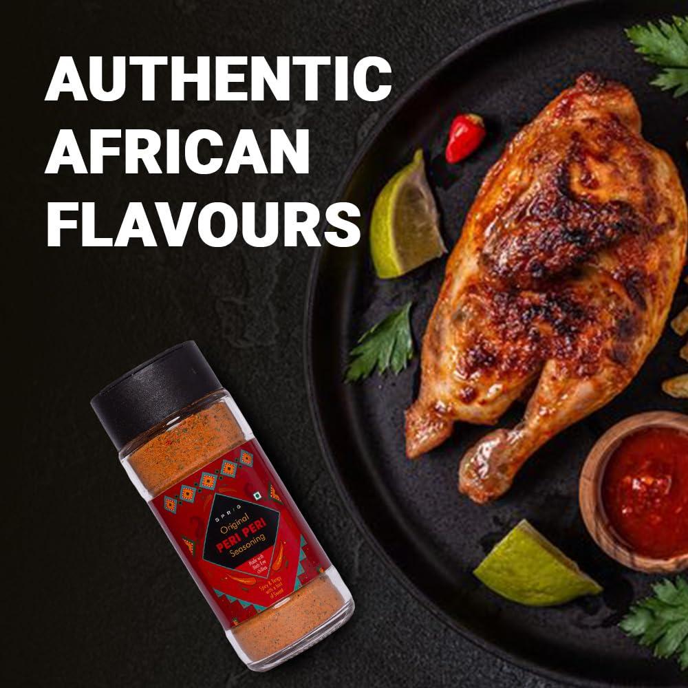S P R I G Sprig Peri Peri Seasoning | Made with authentic Bird\'s Eye Chili, Herbs, Lime & Garlic | Fiery & Zesty| Piri Piri for French Fries, Popcorn, Chicken, | 65g