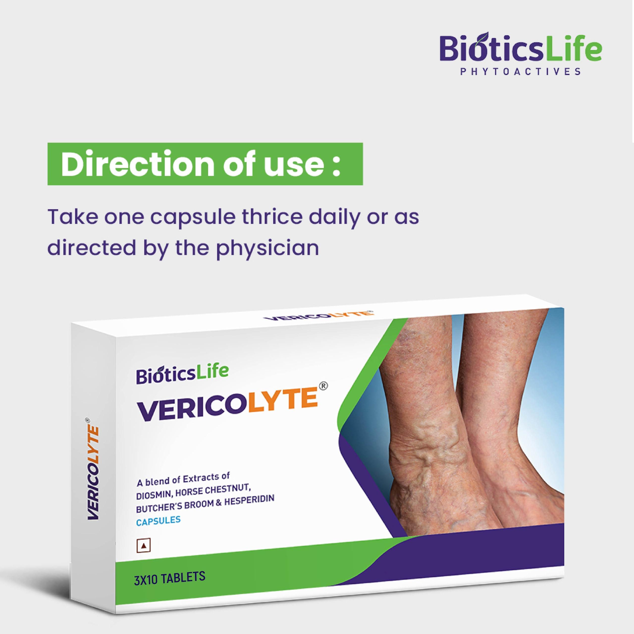 BIOTICSLIFE BIOTICSLIFE Vericolyte Forte, Pack of 30 Tablets for managing spider veins