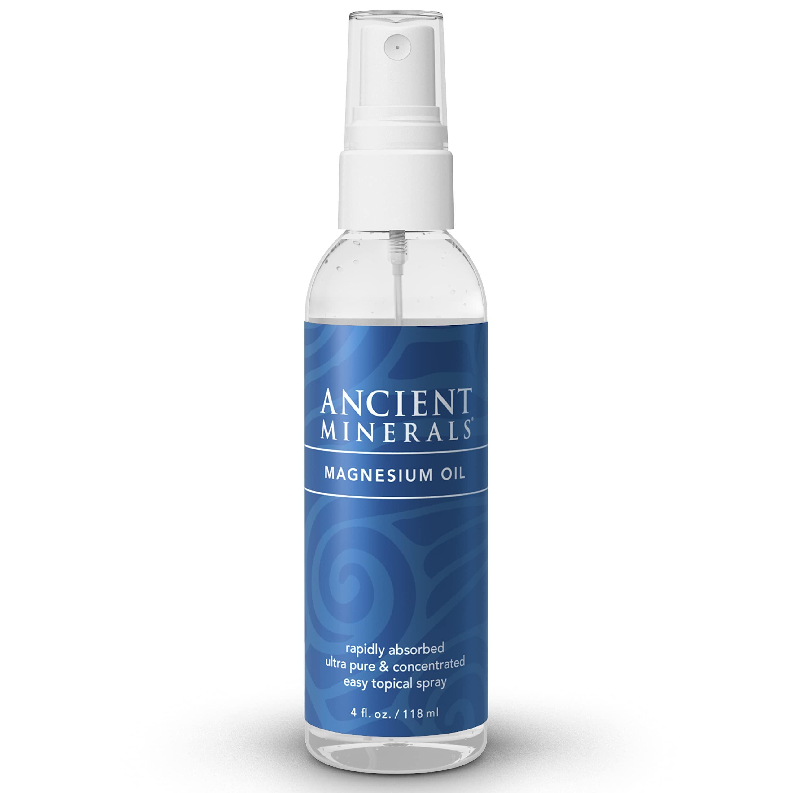 Ancient Minerals Ancient Minerals Magnesium Oil Spray 4 oz. -Pure Genuine Zechstein Magnesium Chloride Supplement - Best Topical Skin Application for Dermal Absorption