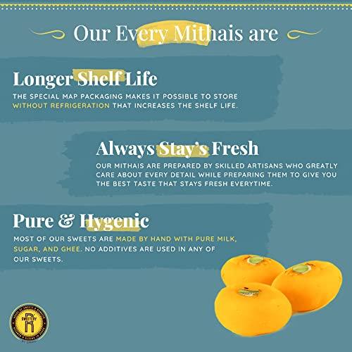 R’SWEETERY R’Sweetery Kesar Penda Sweet | Traditional Mithai for Gifting Purpose | Indian Sweets | Indian Mithai Gift Pack | Sweets Gift Pack For Any Occasion - 250g