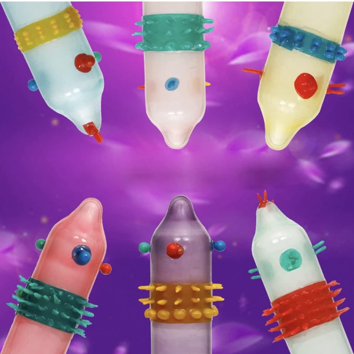 OSQUI OSQUI Extra Long Dotted Time Delay Stimulate Love Spike Ribbed Bassed Climax Control Condoms For men (Pack Of 10 pcs)